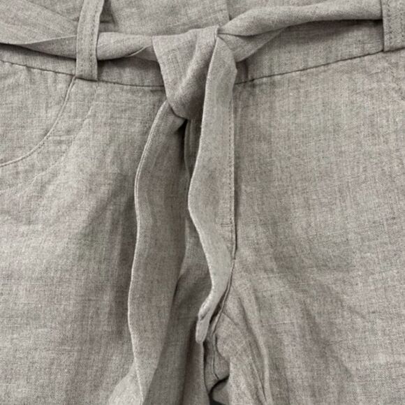 GARNET HILL  Linen Shorts with Cuffs and Tie Waist - Picture 6 of 9